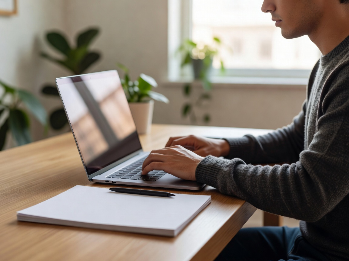 Person typing resume on laptop