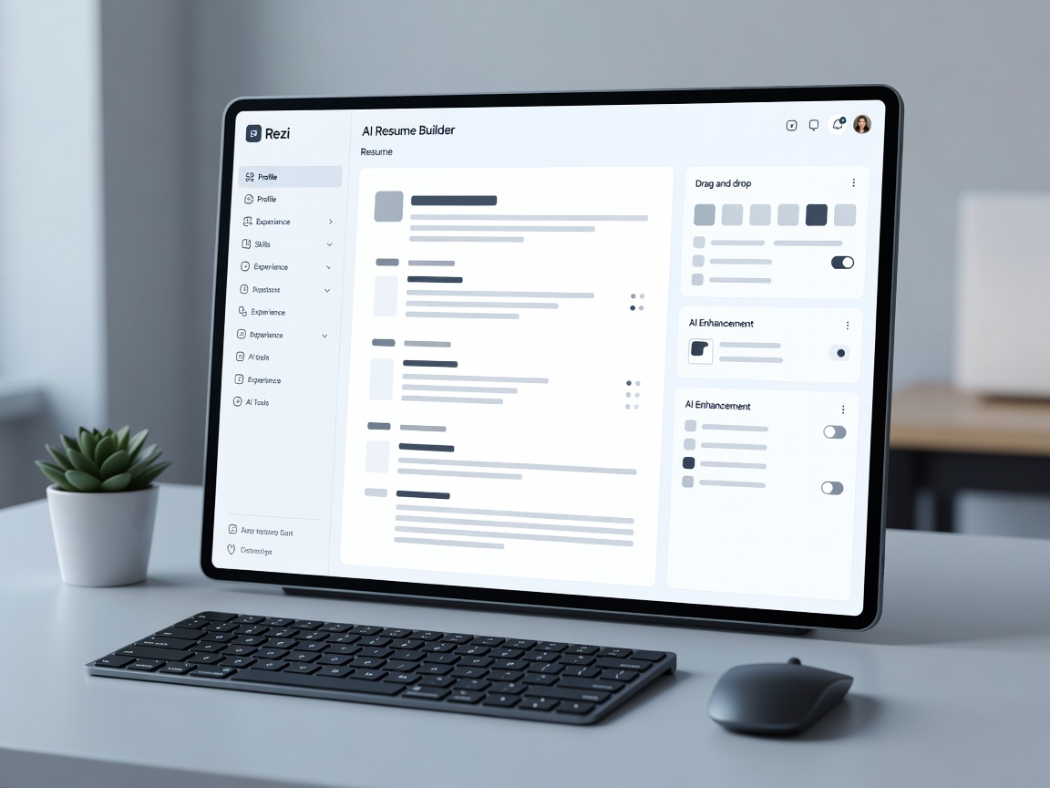 Rezi AI Resume Builder Workspace Interface